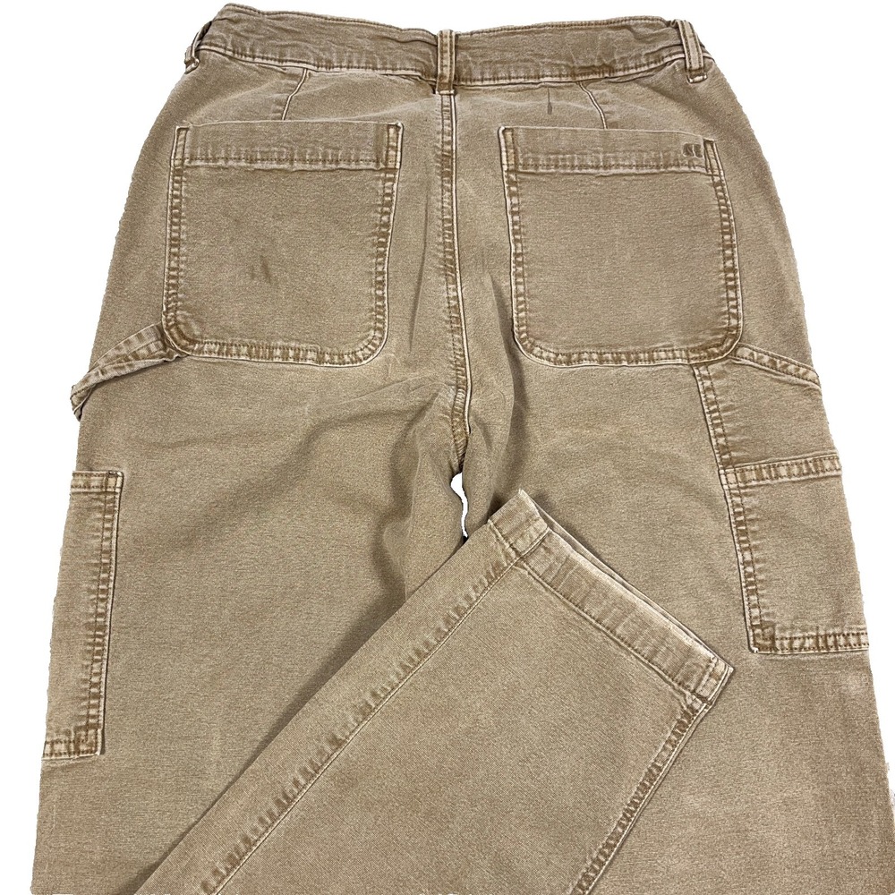 American Eagle Carpenter Pants Women 6 Brown Tan Canvas Straight Leg Retro 26x29